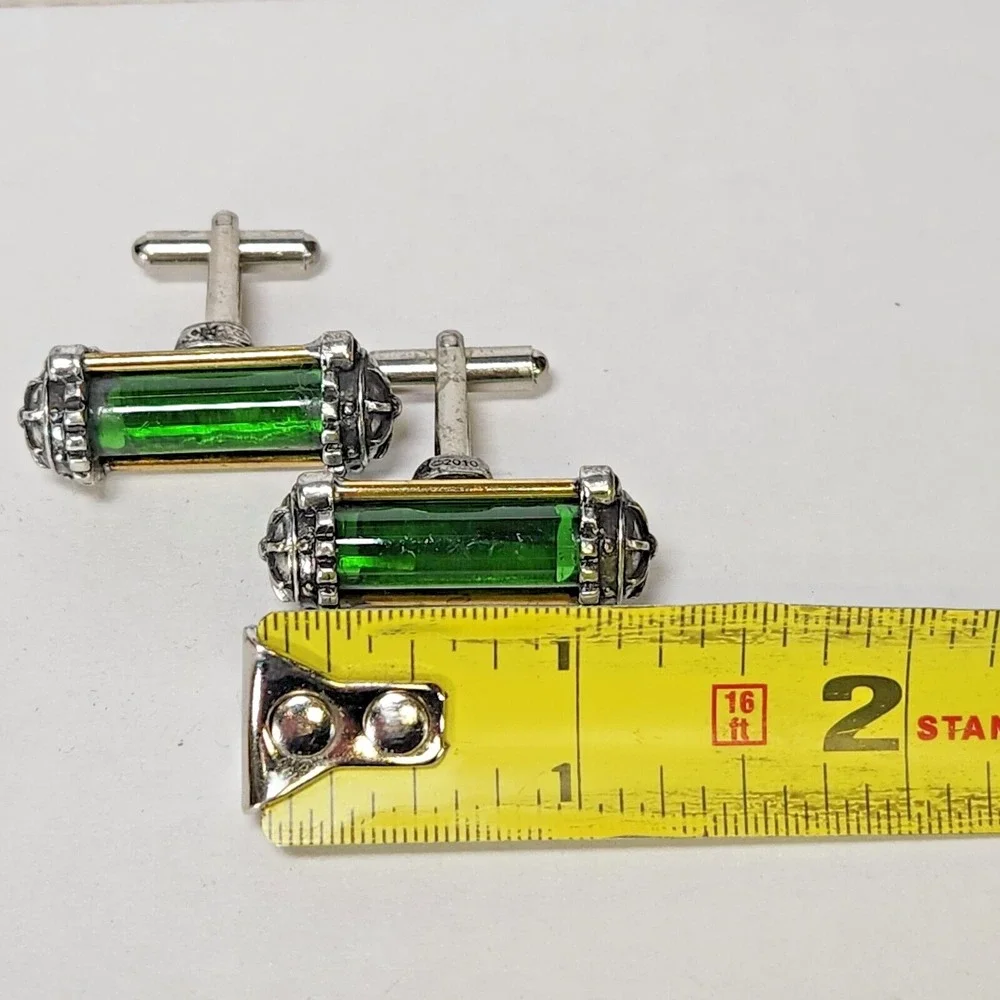 Alchemy 1977 Miasmatic Reactor Core Cufflinks Green Silver Steampunk CL11